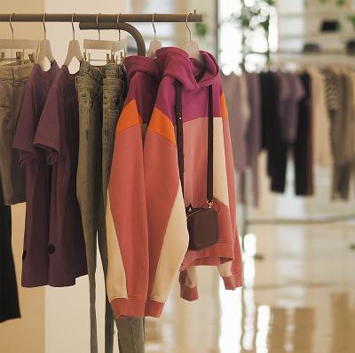 clothing on rail in store
